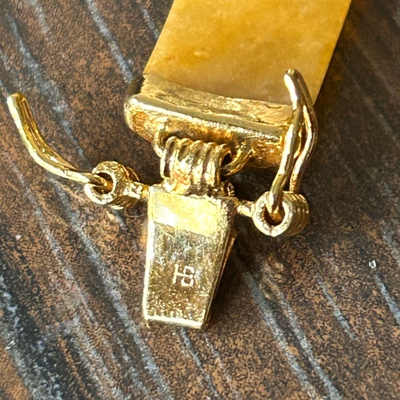 Vintage 60βs multicolored, jade bracelet, set in gold overlay - Picture 16 of 17